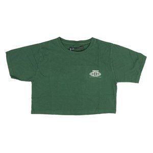 VISITOR ON EARTH Green Short Sleeve Cropped Logo T-Shirt Size XS $135